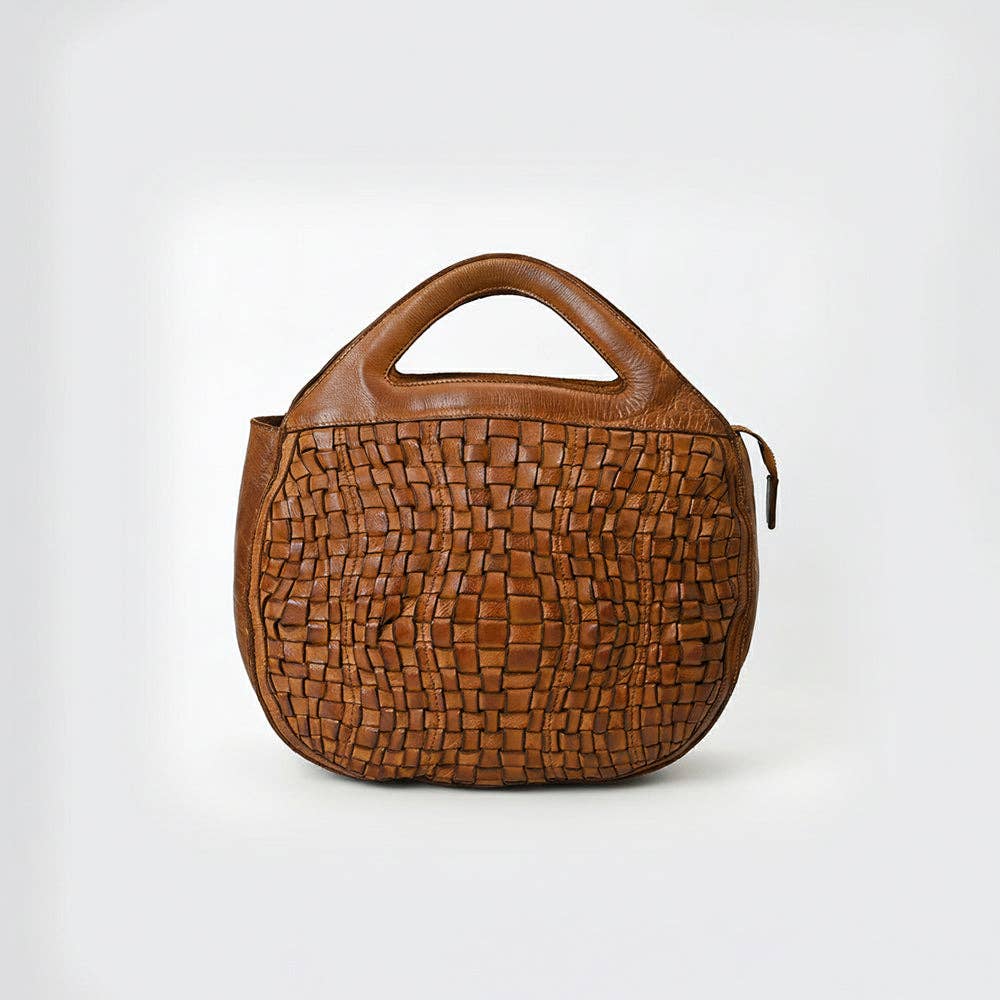 Genuine Leather Woven Western Handle Bag