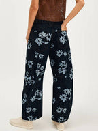 Love Heart Print Loose Midi Waist Jeans
