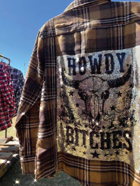 HOWDY BITCHES Flashy Sequin Patch Flannel 