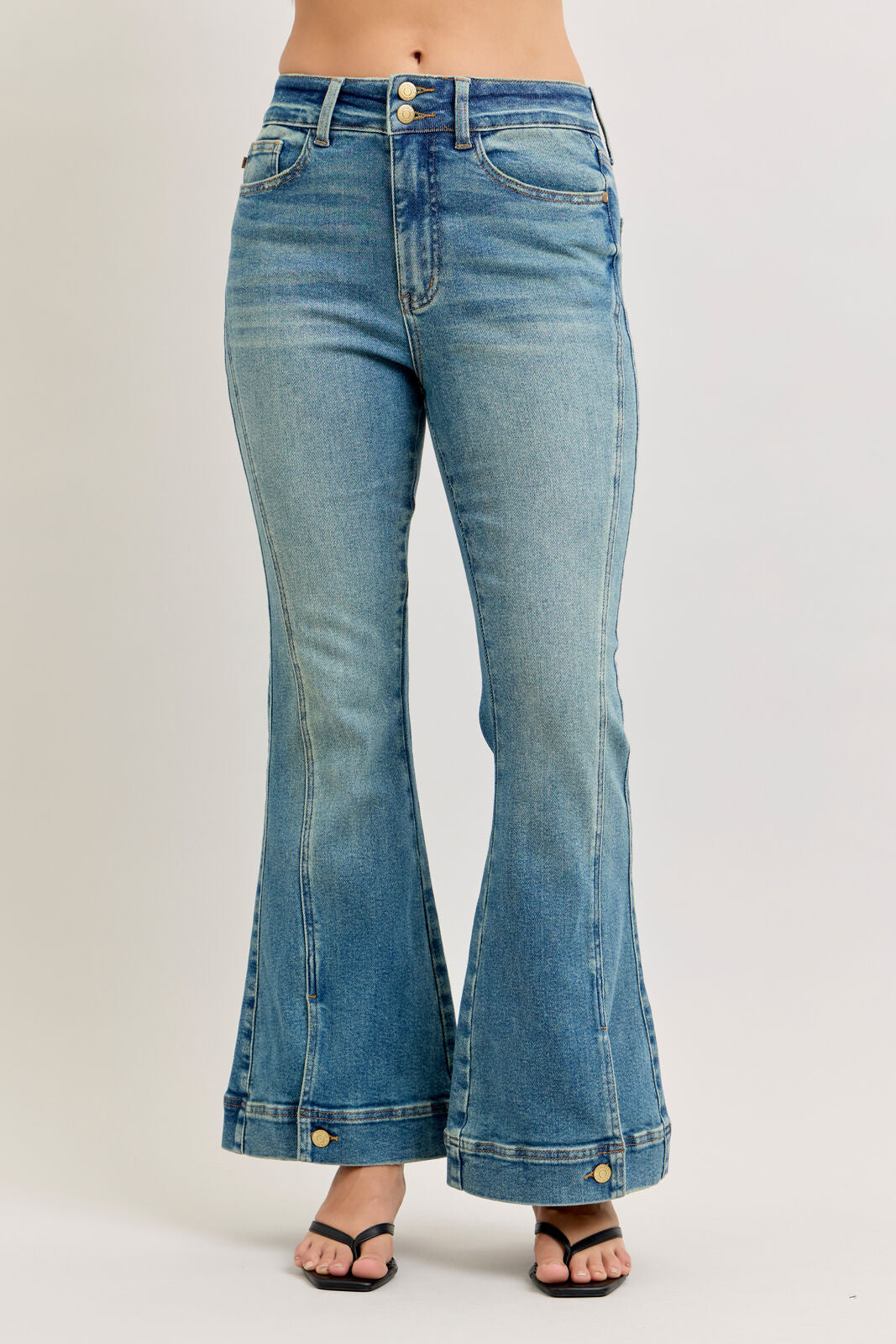 Judy Blue High Waist Vintage Wash Flare in Reg and Plus Sizes