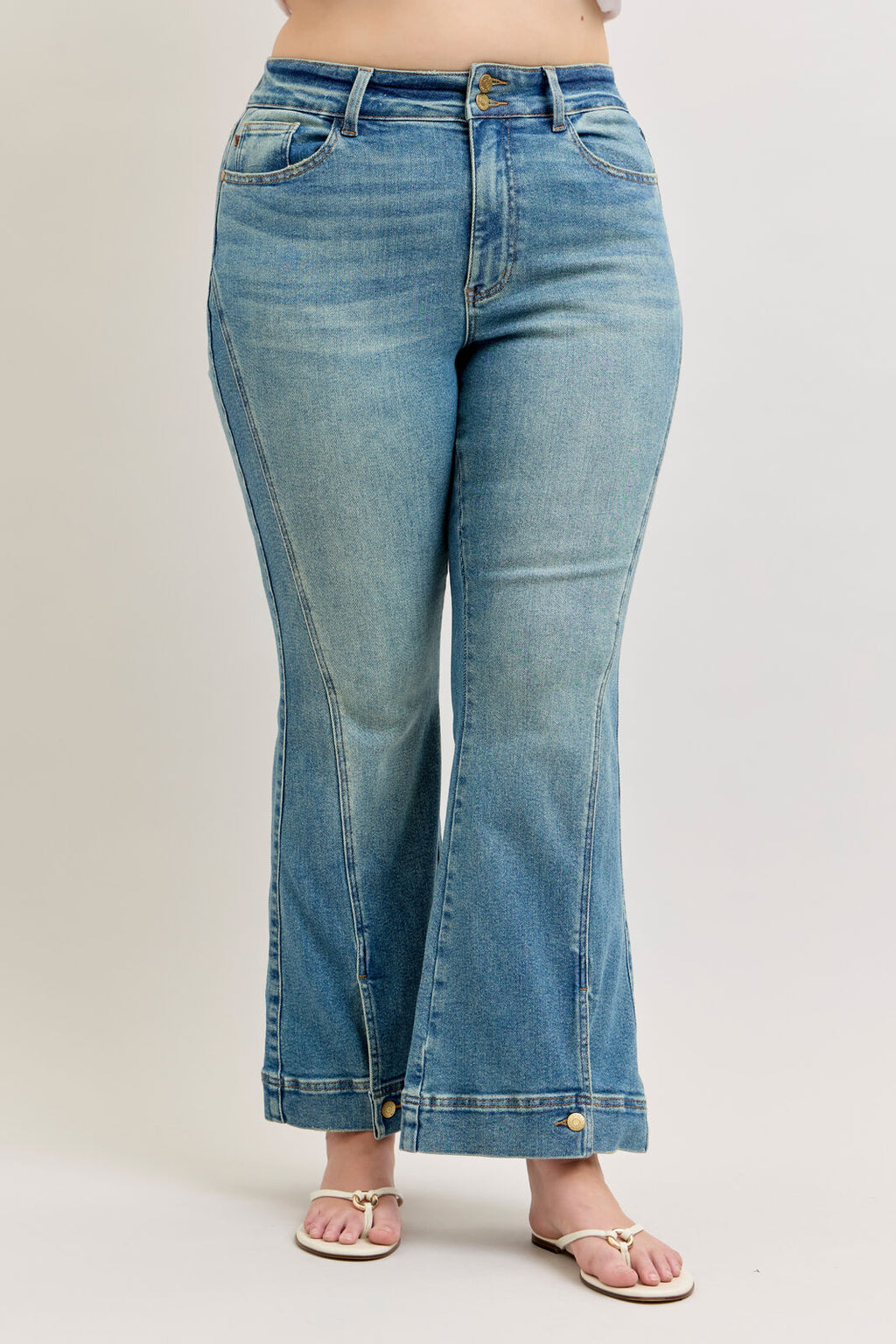Judy Blue High Waist Vintage Wash Flare in Reg and Plus Sizes