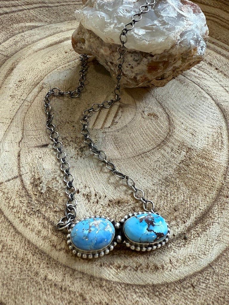 2 stone Golden Hills Fixed Pendant Necklace