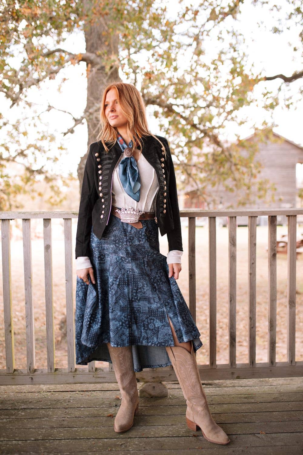 Denim Rose Skirt