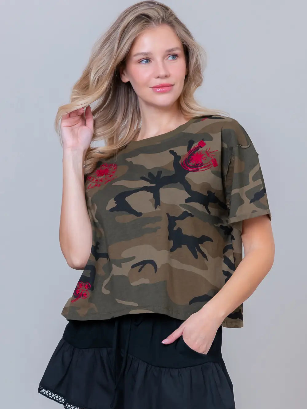 Lucky Star Camo Cropped Tee