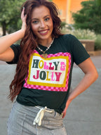 Pink & Red Checkered Holly Jolly Tee