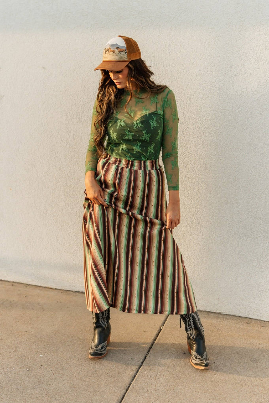 Sheer Lace Top in Green