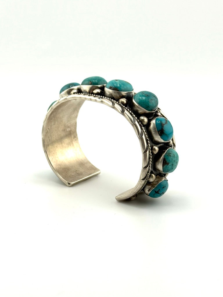 blue turquoise stones on sterling silver cuff 