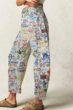 Love Heart Print Loose Midi Waist Jeans