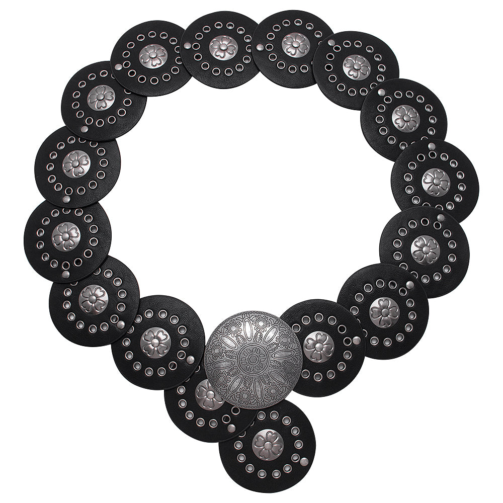 Metal Western Concho Embossed Circle Belt