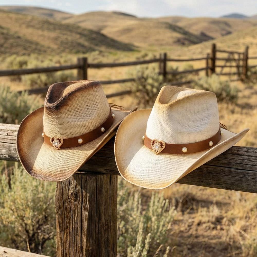 Straw Cowboy Hat With Multicolor Beaded Band (Copy)