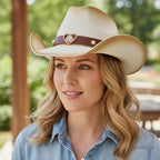Straw Cowboy Hat With Multicolor Beaded Band (Copy)