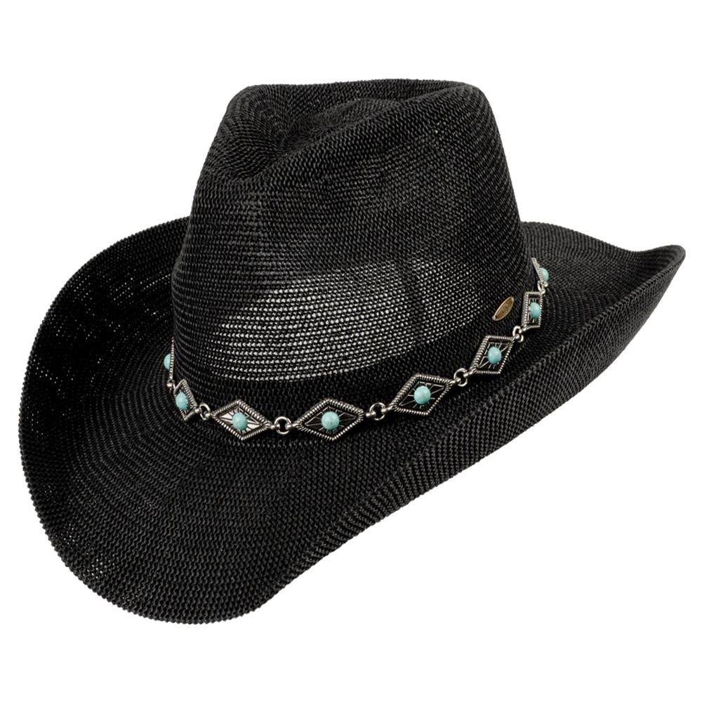 Straw Hat with Turquoise and Silver Hat Band
