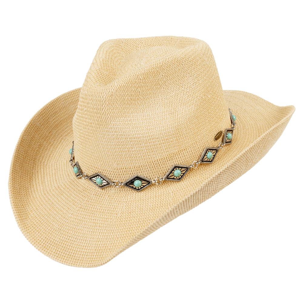 Straw Hat with Turquoise and Silver Hat Band
