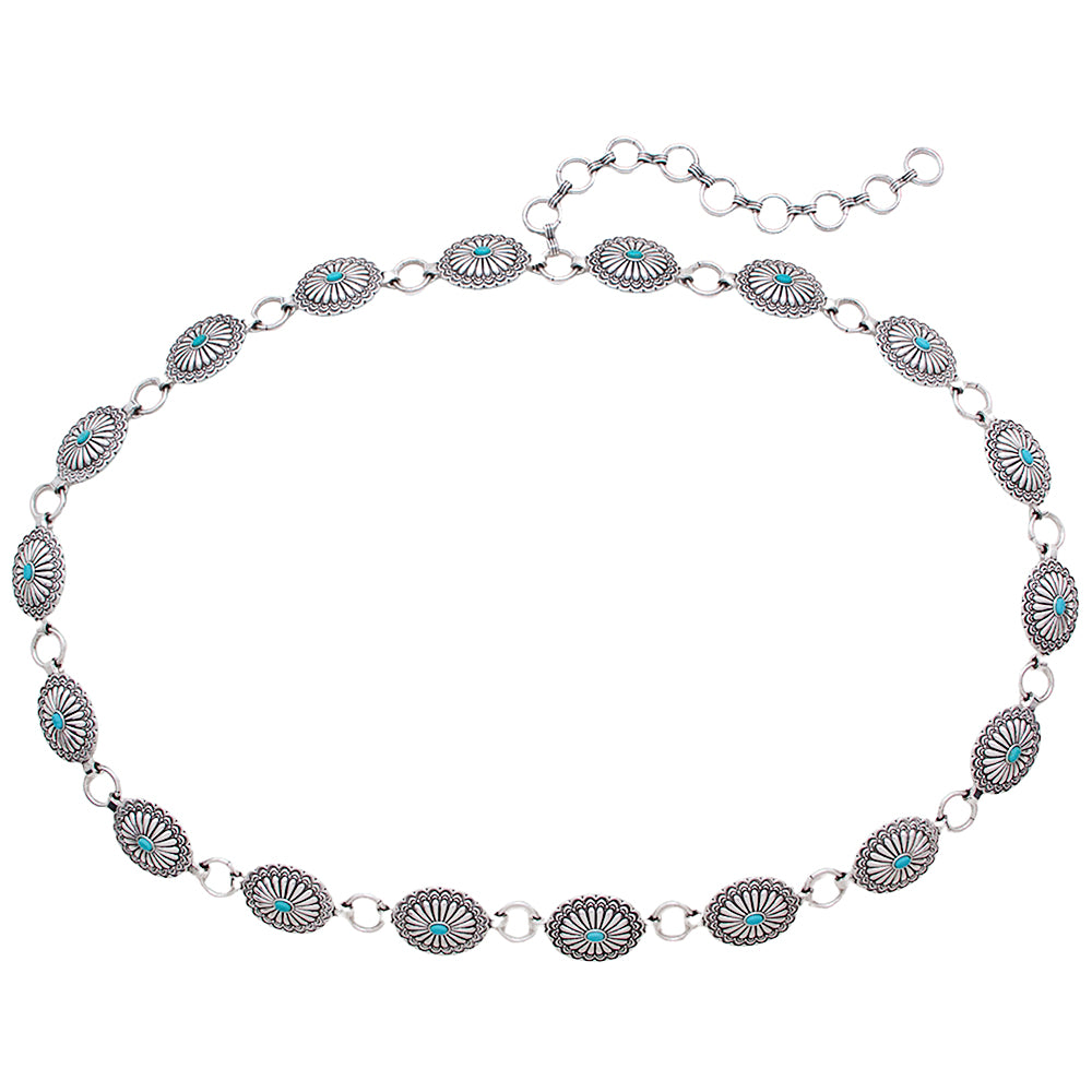 OVAL STONE METAL CHAIN BELT