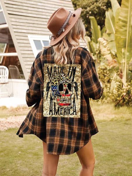 MADE IN AMERICA Flashy Sequin Patch Flannel