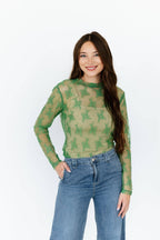 Sheer Lace Top in Green