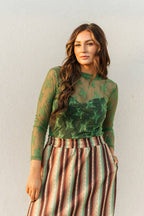 Sheer Lace Top in Green
