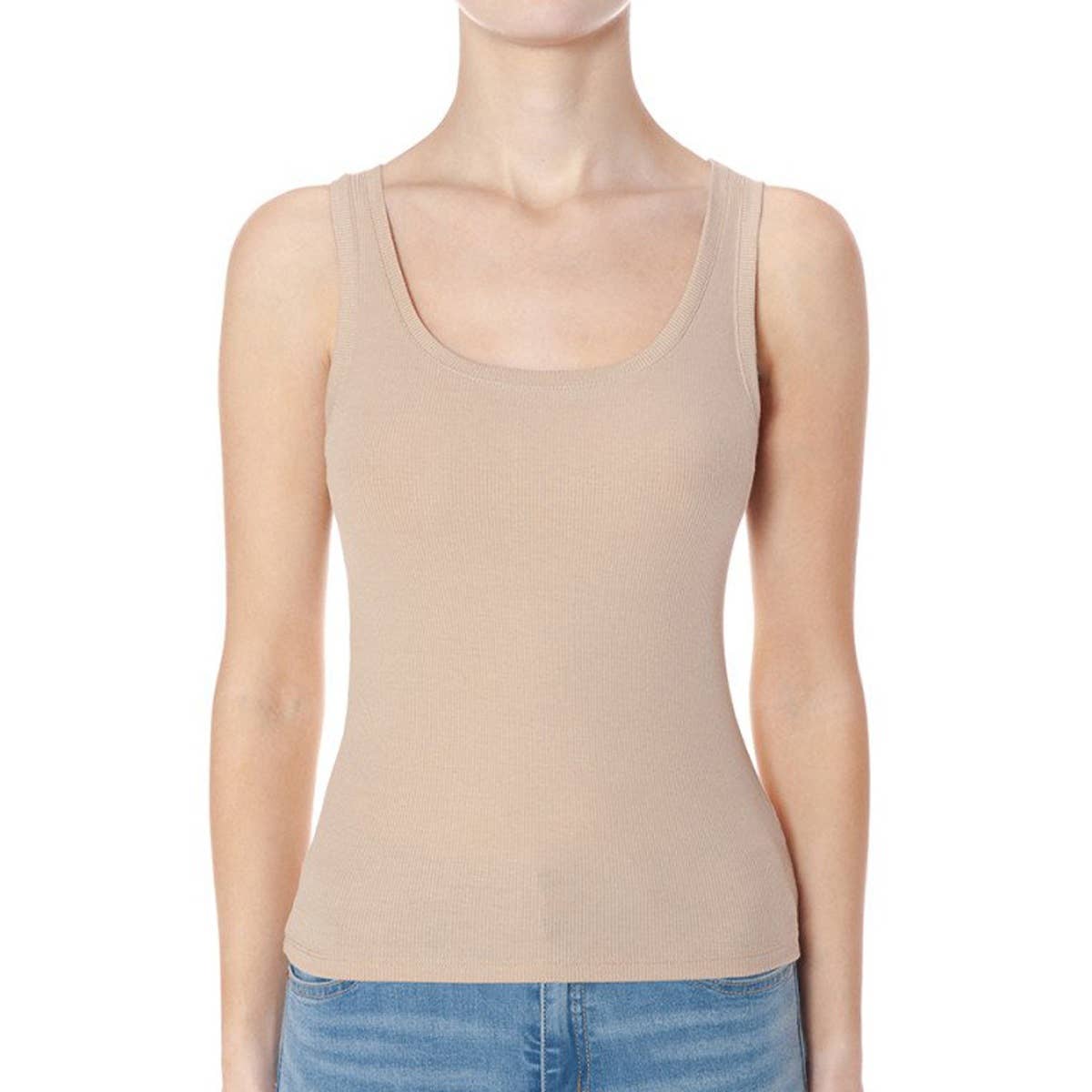 SCOOP NECK RIBBED TANK TOP