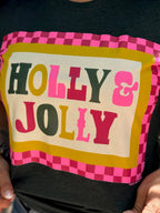 Pink & Red Checkered Holly Jolly Tee