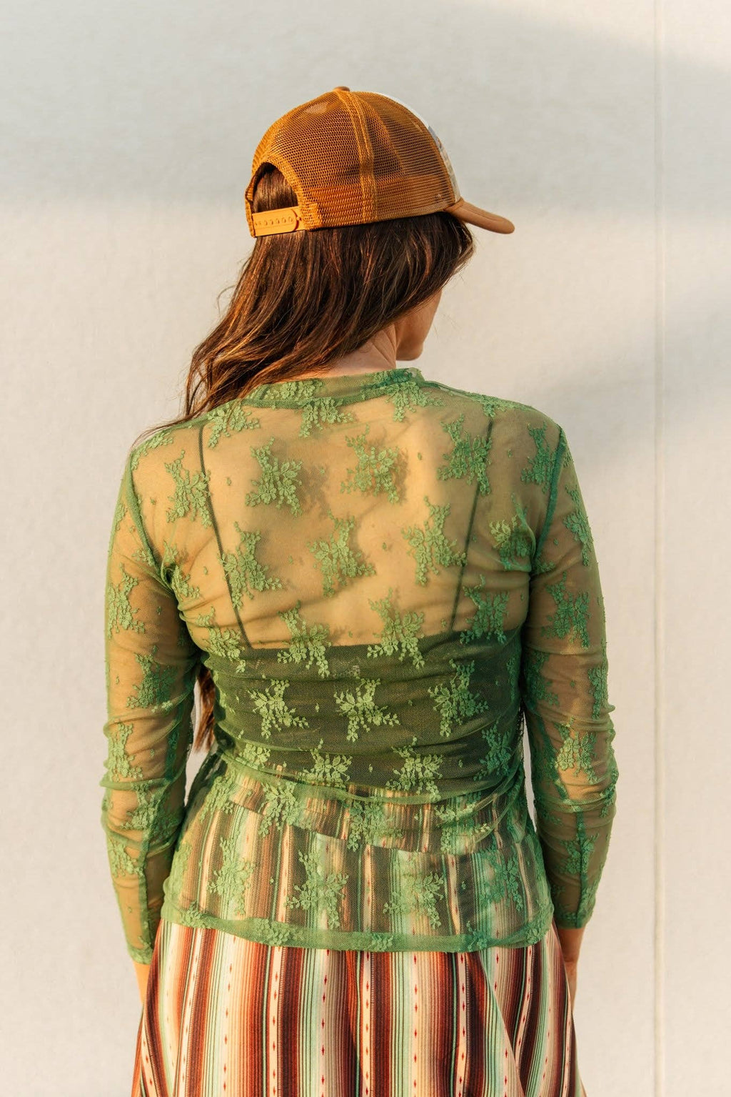 Sheer Lace Top in Green