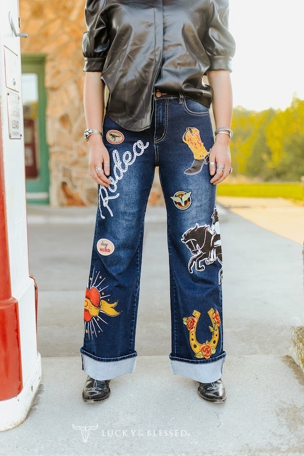 Rodeo patch graphic jeans
