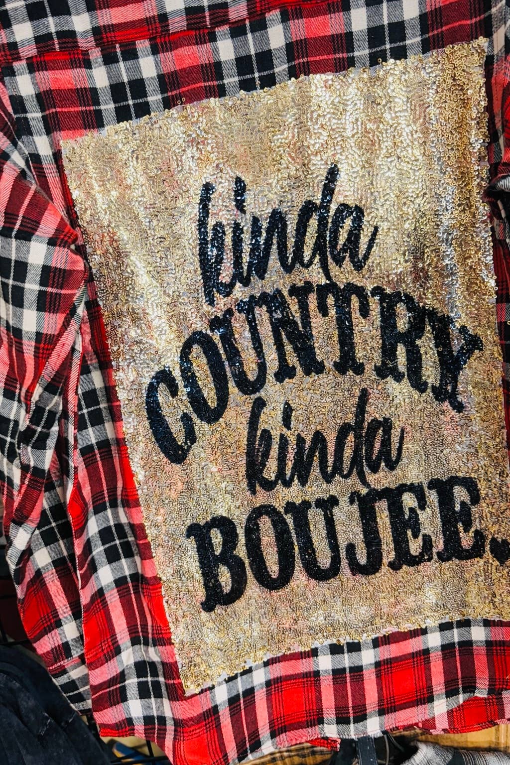 Kinda COUNTRY Kinda BOUJEE Flashy Sequin Patch Flannel