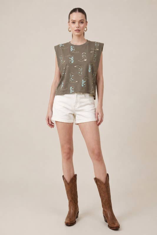 Boot Scootin’ Western Print Tee