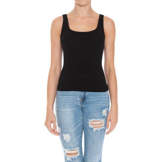PLUS SIZE RIBBED SCOOP NECK TANK TOP