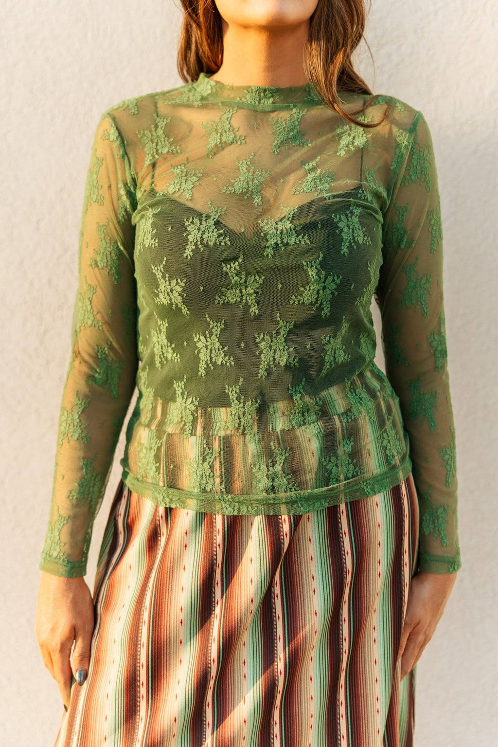 Sheer Lace Top in Green