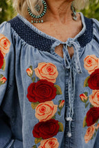 Denim and Rose Top