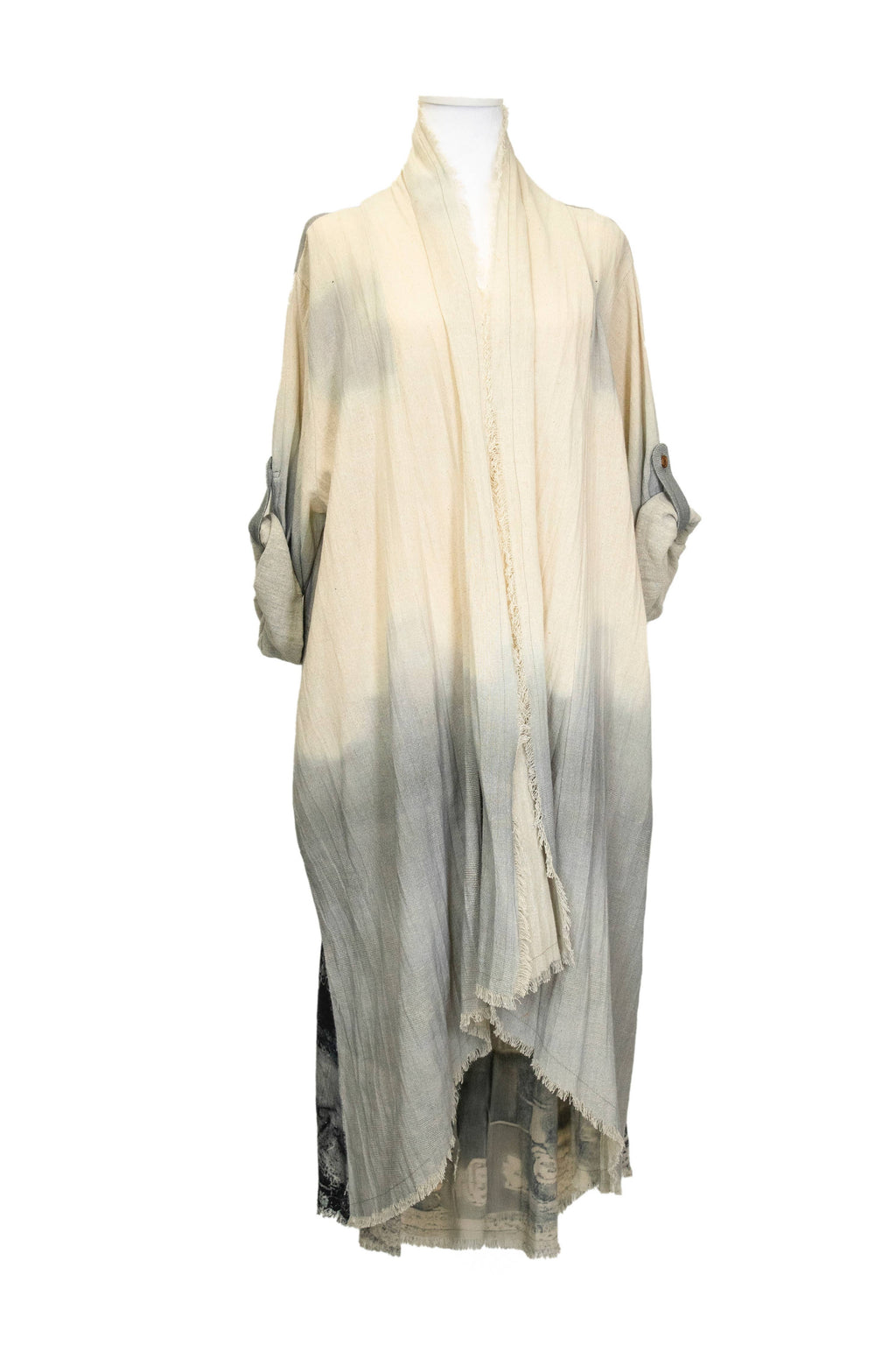 Gradient scarf on a mannequin against a white background