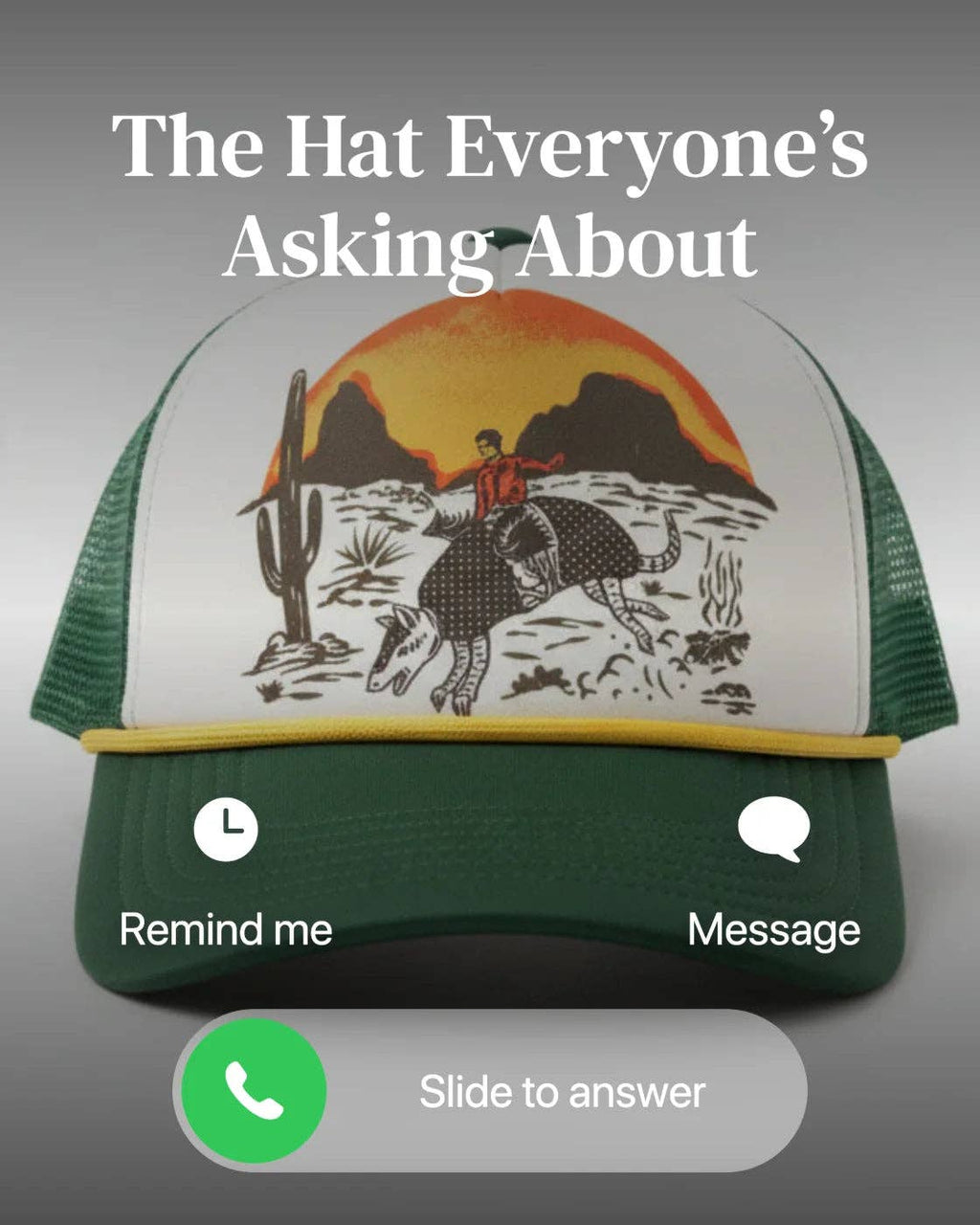 Armadillo Cowboy Trucker Hat – Green