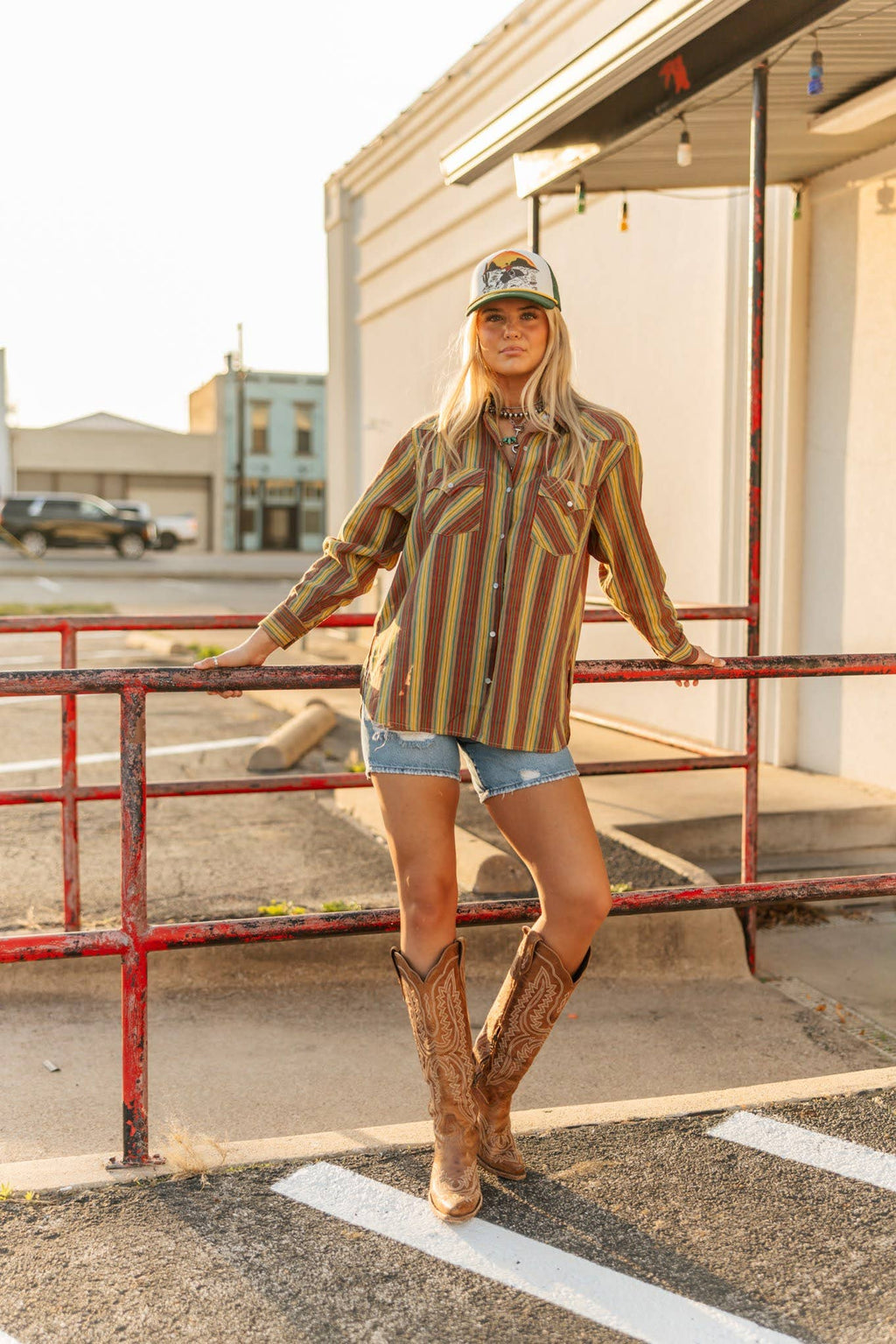 Desert Sunset Stripe Pearl Snap Shirt