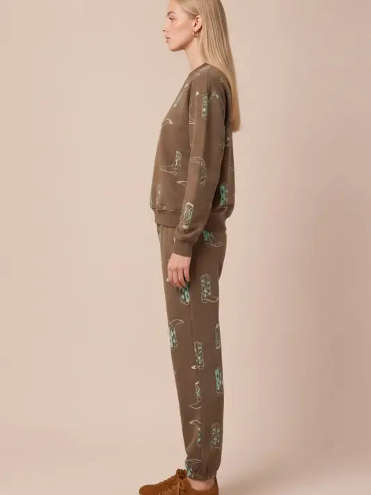 Off Duty Cowgirl Boot Print Lounge Set