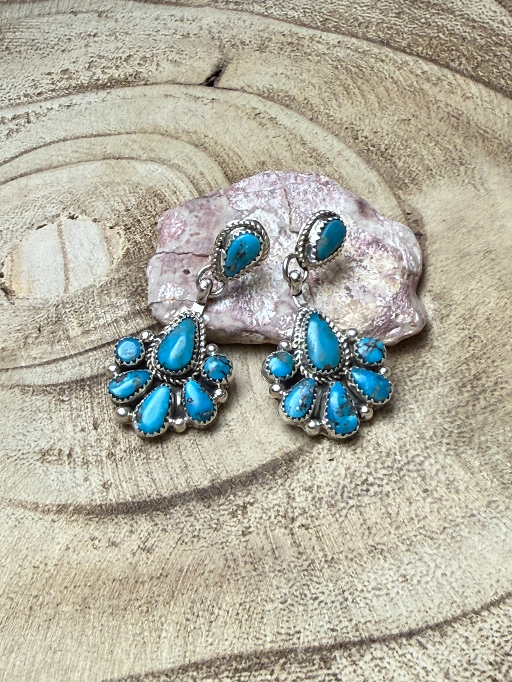 Zuni Handmade Kingman Turquoise Earring by Alicia Wilson