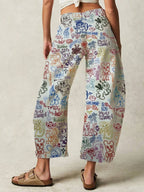 Love Heart Print Loose Midi Waist Jeans