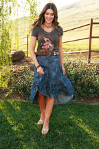 Denim Rose Skirt