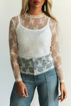 Sheer Lace Top in Ivory