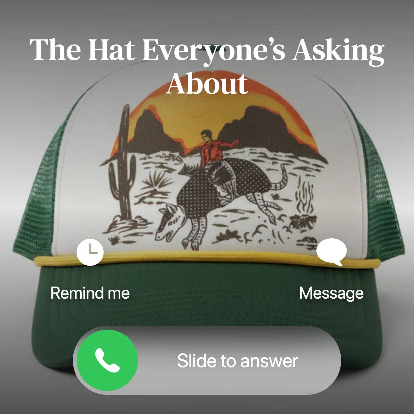 Armadillo Cowboy Trucker Hat – Green