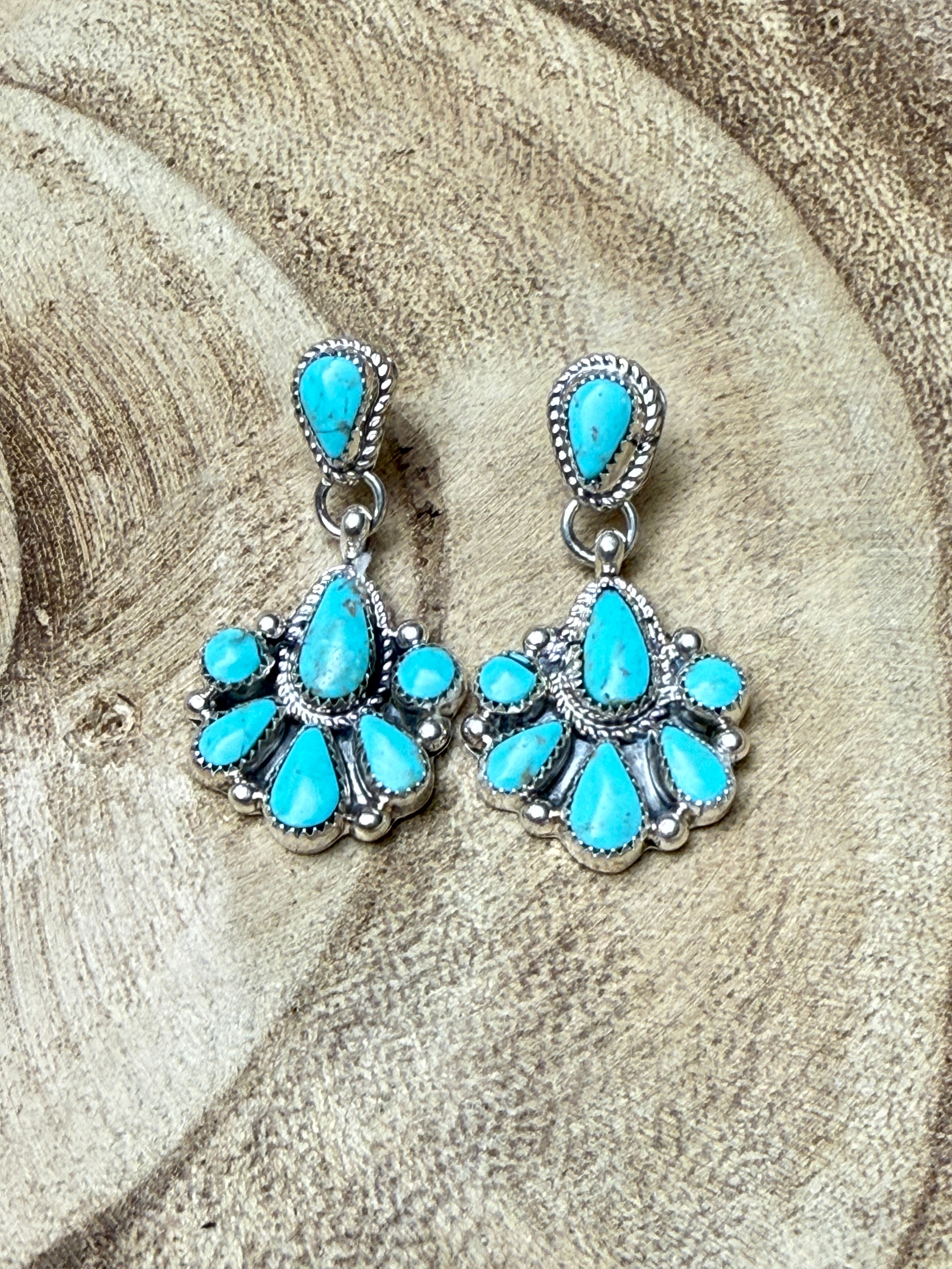 Zuni Handmade Kingman Turquoise Earring by Alicia Wilson