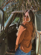 John Wayne Western Pearl Snap Button Up Top In Rust