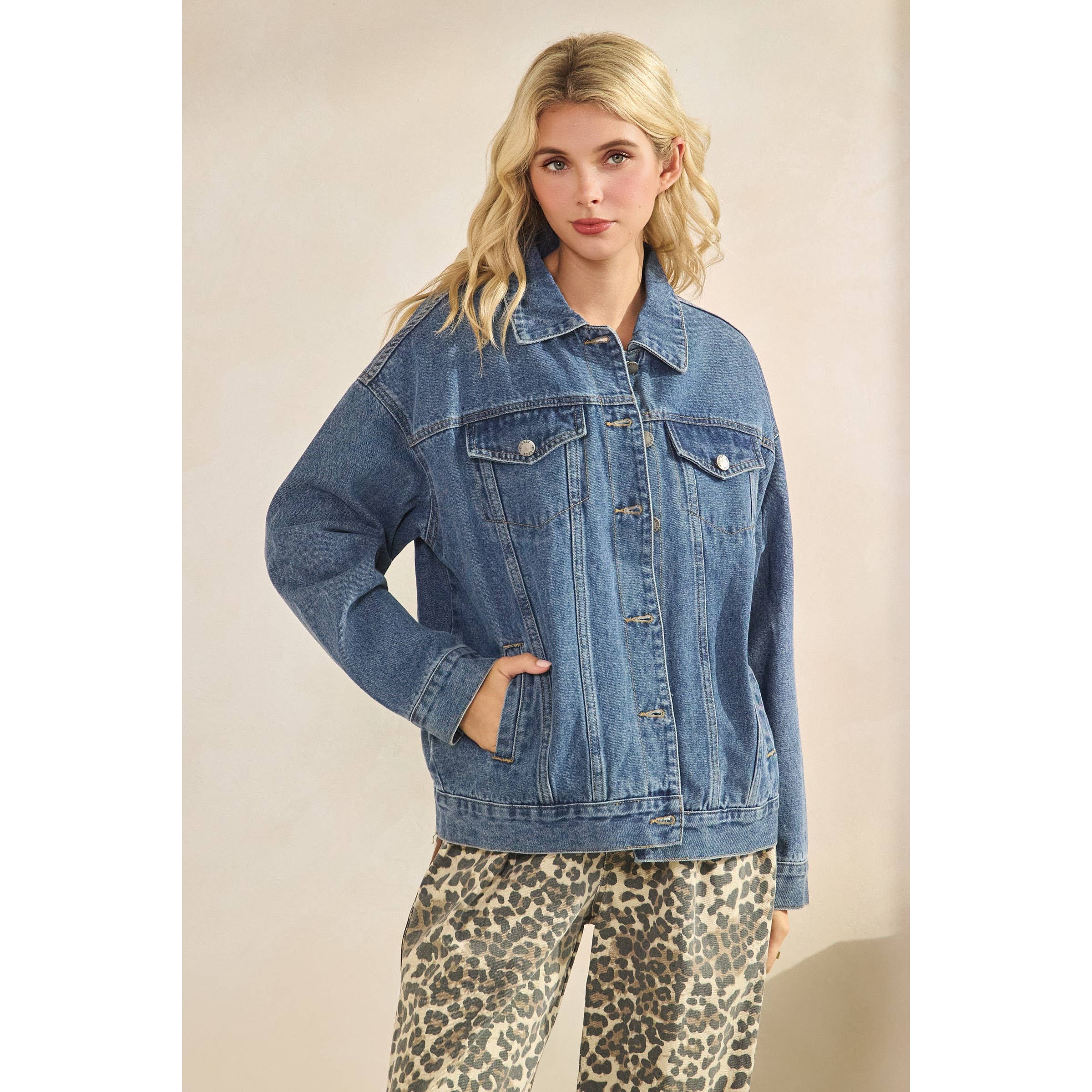 Classic Tiger Print Lined Denim Jacket