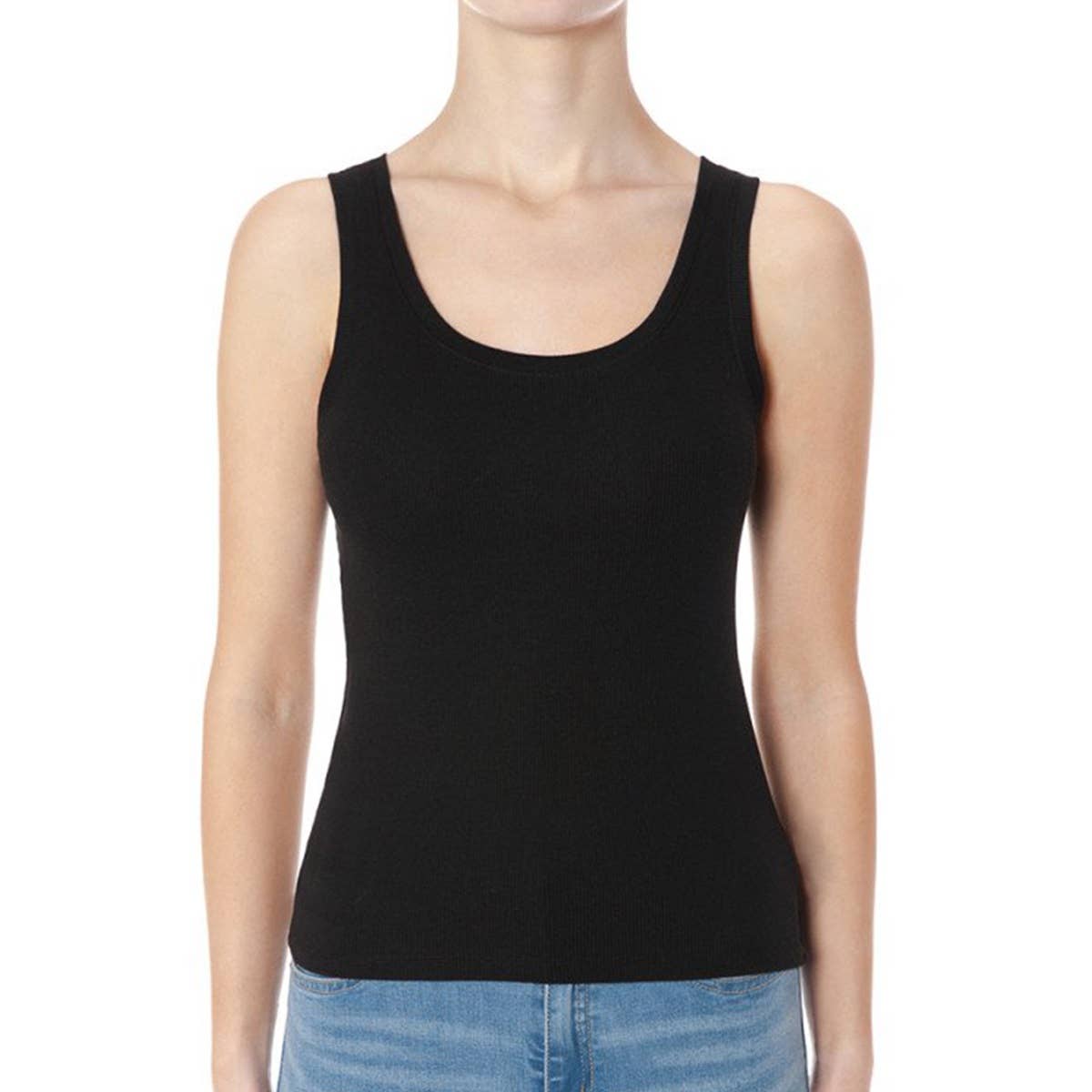 SCOOP NECK RIBBED TANK TOP