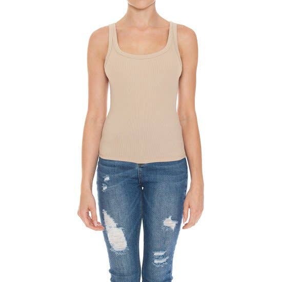 PLUS SIZE RIBBED SCOOP NECK TANK TOP
