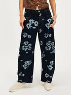 Love Heart Print Loose Midi Waist Jeans
