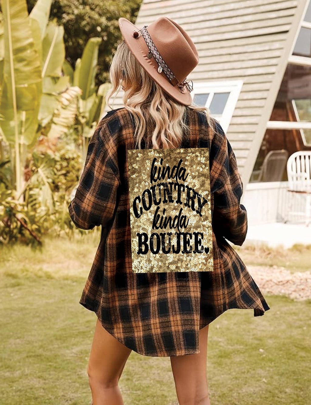 Kinda COUNTRY Kinda BOUJEE Flashy Sequin Patch Flannel
