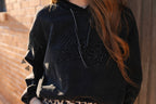 Western Embossed Denim Hoodie