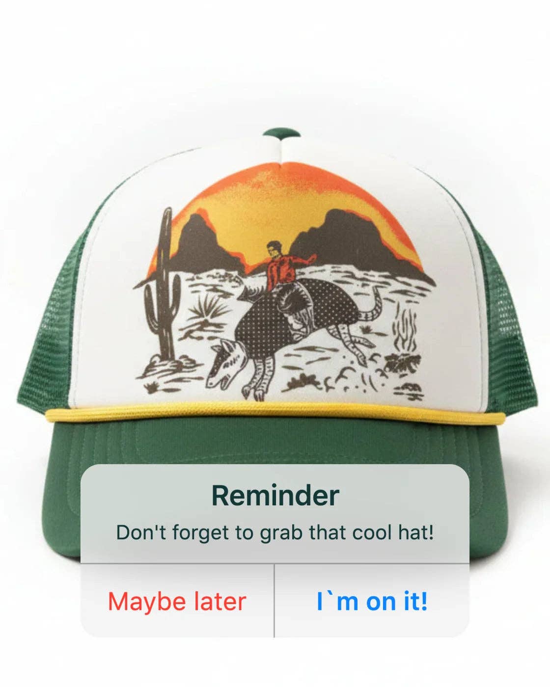 Armadillo Cowboy Trucker Hat – Green