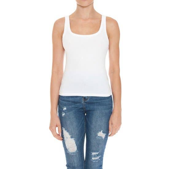 PLUS SIZE RIBBED SCOOP NECK TANK TOP