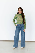 Sheer Lace Top in Green